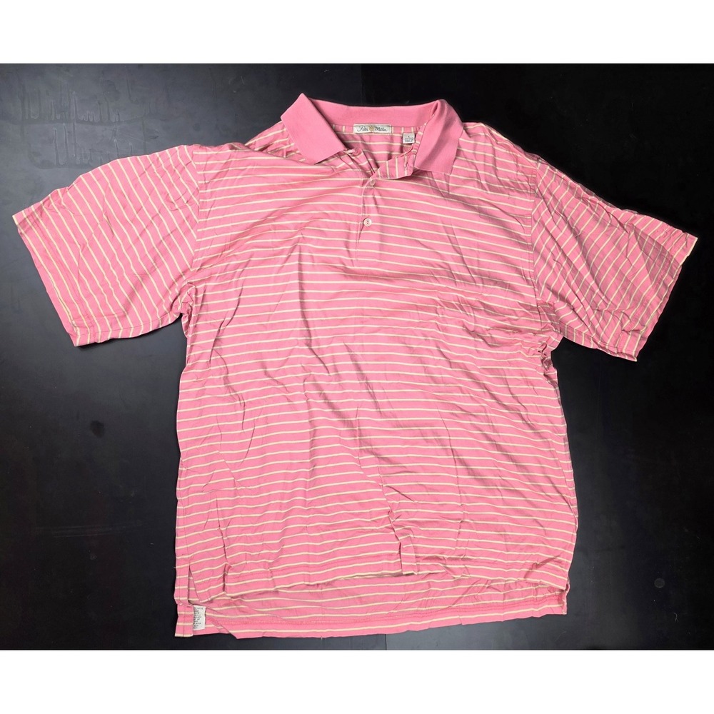 Peter Millar Blue Pink Yellow Striped Polo Men's Size Large